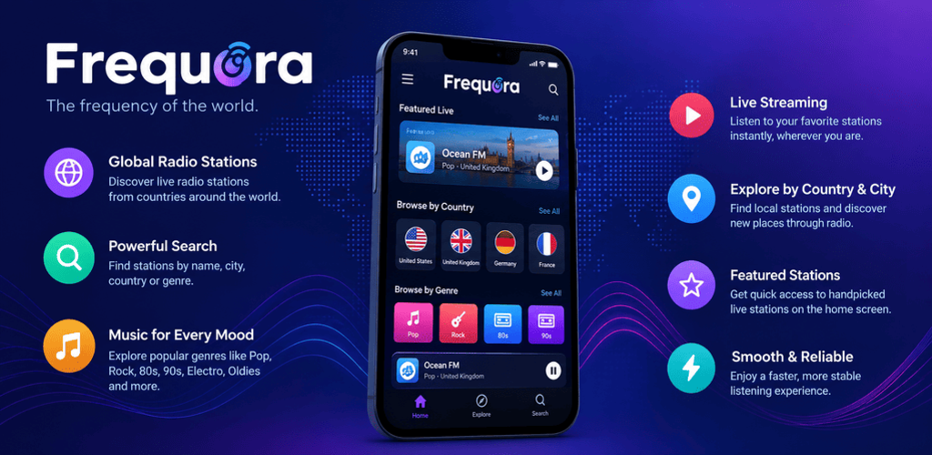 Frequora - Dünya Radyo Portalı mobil uygulaması
