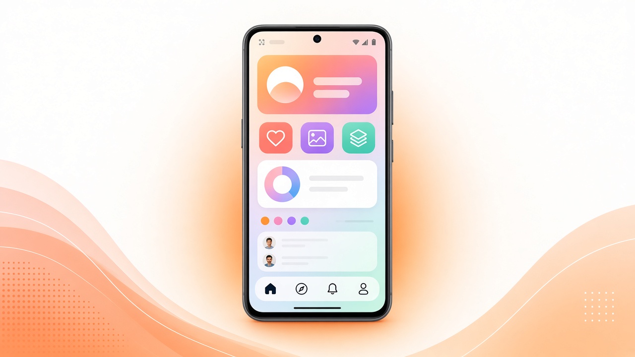 Android mobil uygulama tasarımı telefon mockup görseli