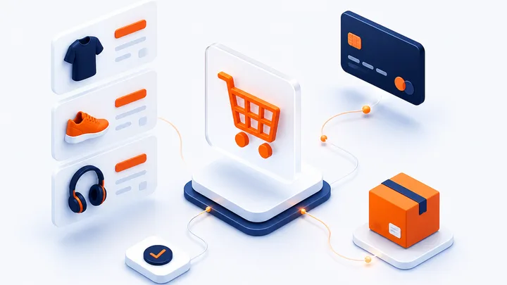 Ürün kartları, ödeme ve kargo adımlarıyla e-ticaret akışı