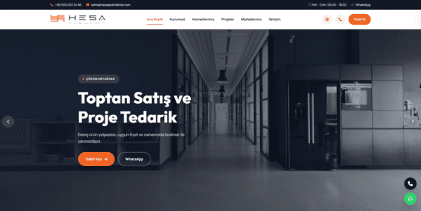 Hesa Aydınlatma Kurumsal Web Sitesi