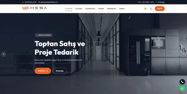 Hesa Aydınlatma Kurumsal Web Sitesi